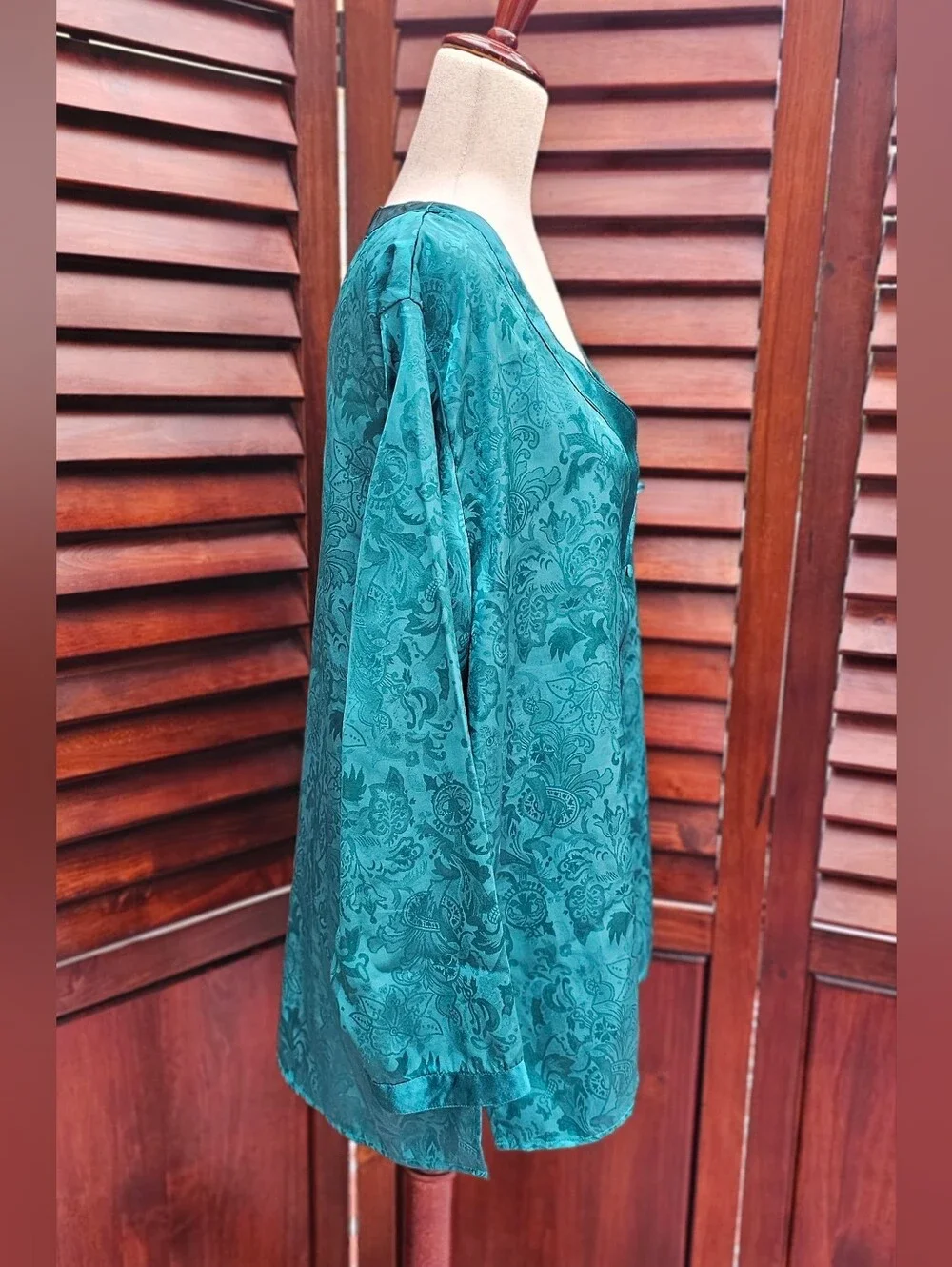 Vintage 90s Victoria’s Secret Deep Green Jacquard Satin Pajama Set M
